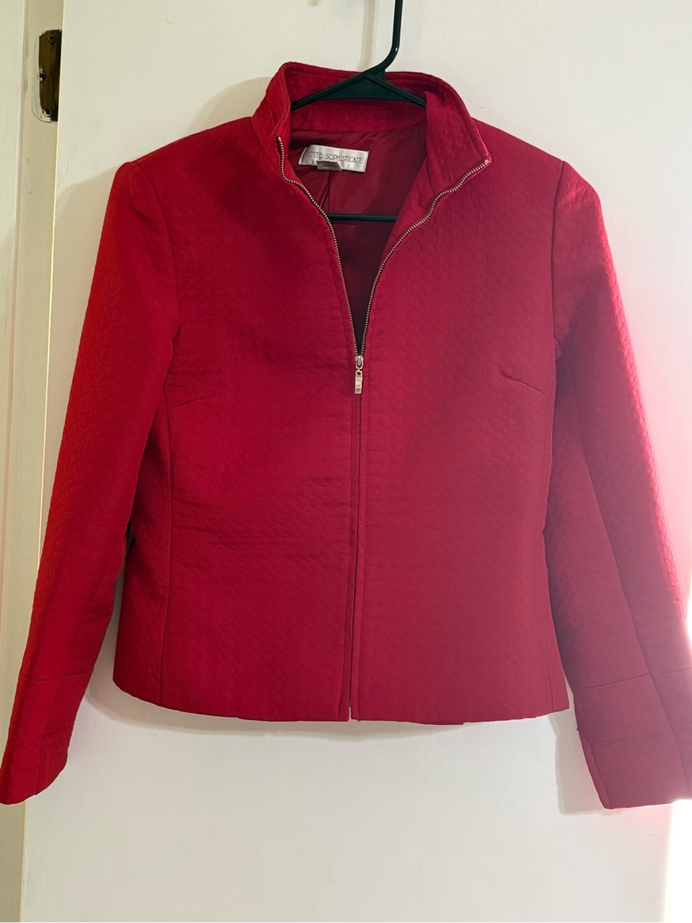 Petite Sophisticate Red Zip-Front Blazer